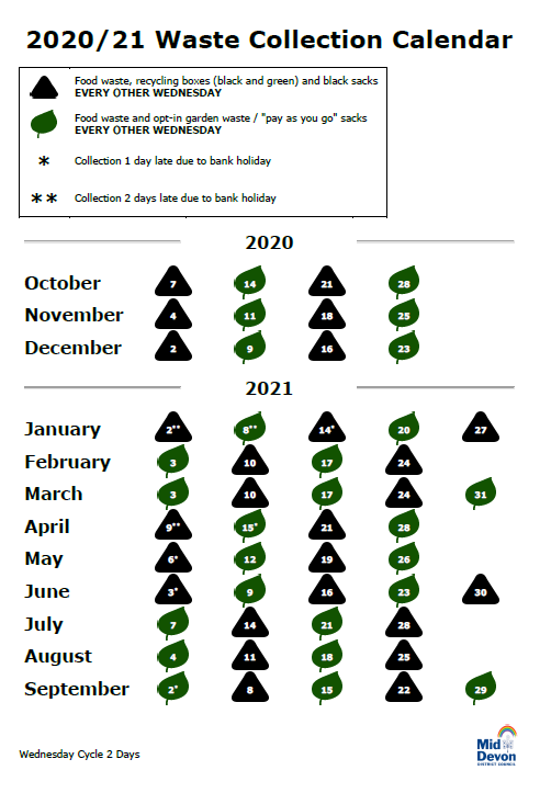 2021 Waste Collection Calendar, Part 1